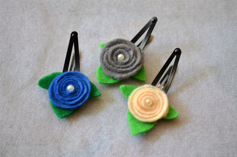 girl hair accessories green pearl flower hair clip