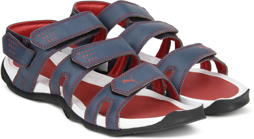red puma sandals