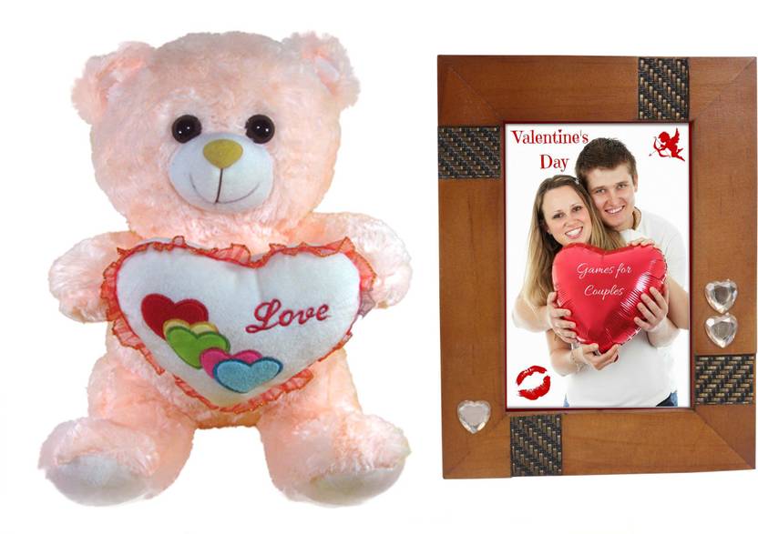 Tickles Teddy With Love Heart And Couple Photo Frame Soft Toy