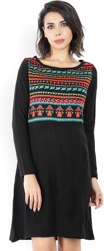GLOBAL DESI Women Sweater Black Dress 