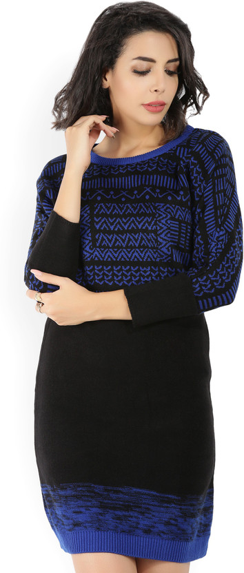 GLOBAL DESI Women Sweater Blue, Black 