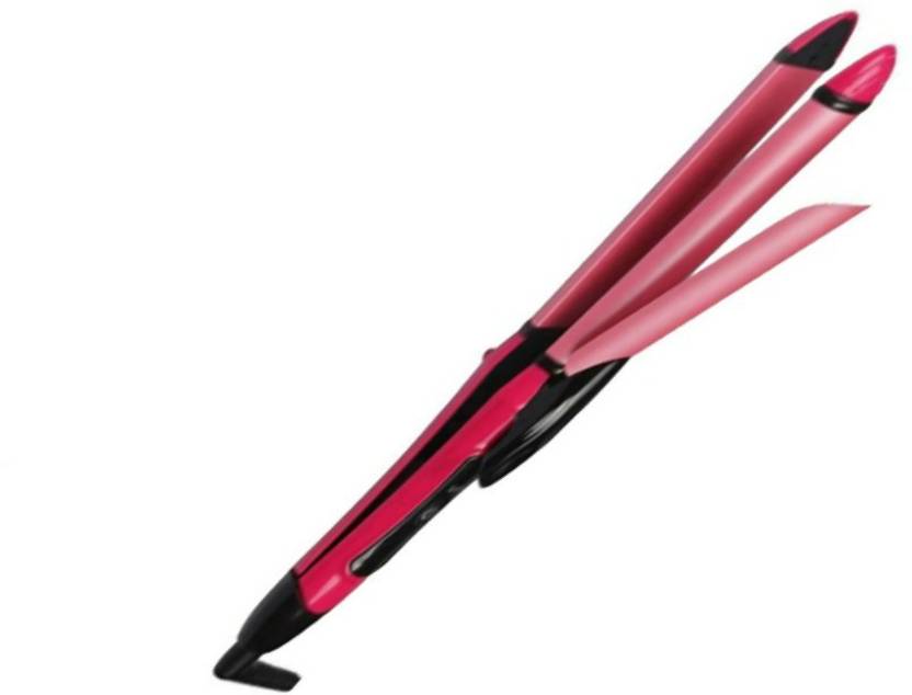 ecstasy Excellent 2 in 1 HAIR Beauty Set Curler and Straightening plus curler with ceramic plate 82009A Hair Straightener Pink