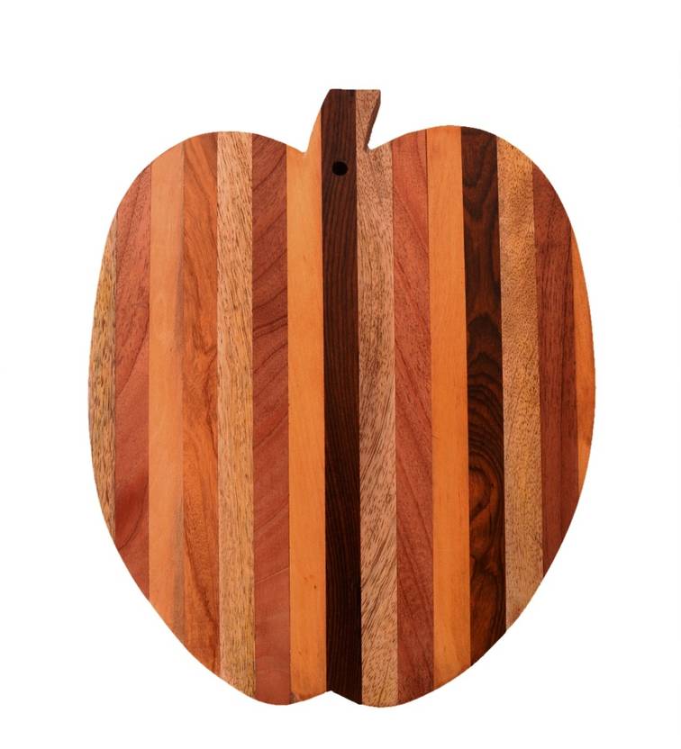 Purpledip Apple Shape Wooden Cutting Carving Chopping Serving