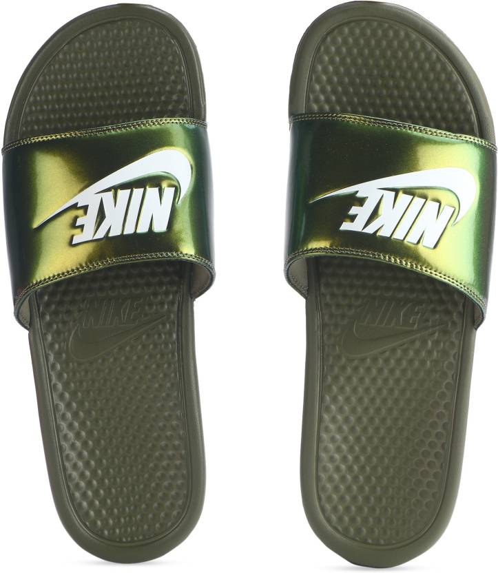 NIKE BENASSI JDI PRINT Slides - Buy MEDIUM OLIVE/WHITE Color JDI PRINT Slides Online at Best Price - Shop Online for Footwears in India | Flipkart.com