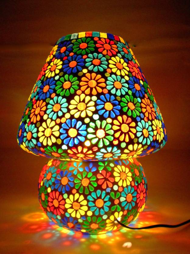 Susajjit Decor Gracious Mosaic Table Lamp Flower Design Colorful