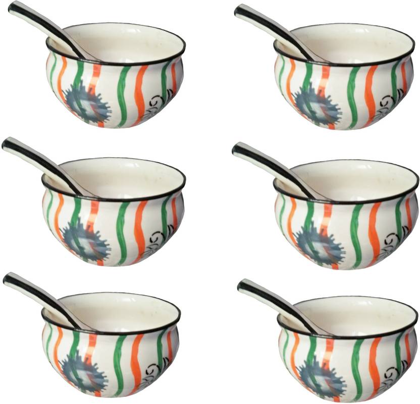 Aroma Decor BOWL SET 6 BOWL 6 SPOON Ceramic Soup Bowl Price in India