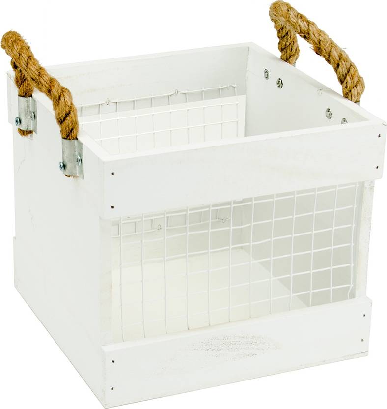 Hampton Art Wood Chickenwire Crate 775x775x8 White With