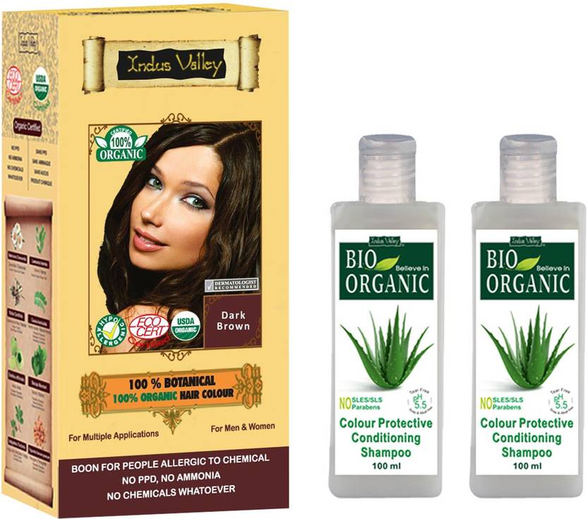 Indus Valley 100 Organic Botanical Dark Brown Hypoallergenic Hair