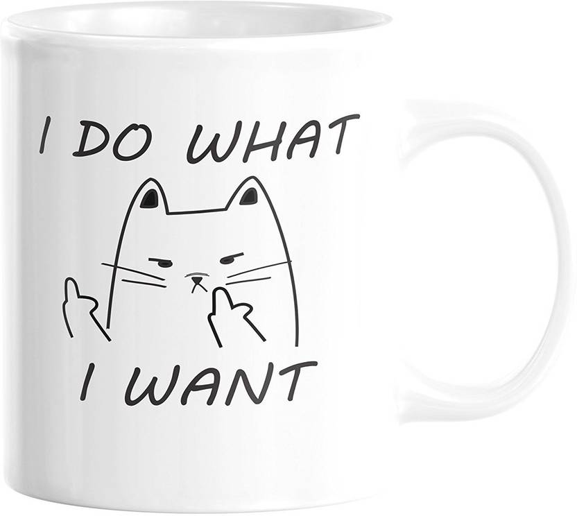 Sky Dot I Do What I Want Cat Middle Finger Funny Coffee