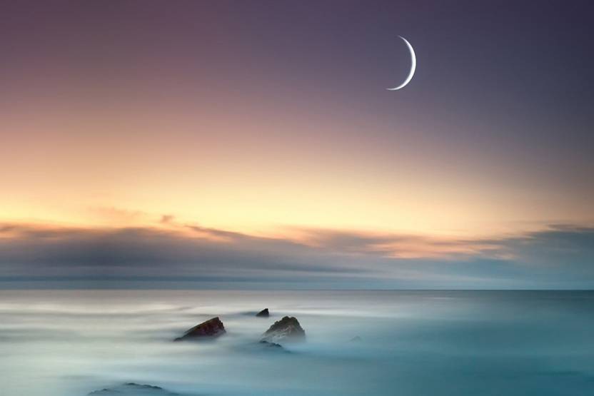 Moon Sea Nature Vinyl Poster Vinyl Paper Print 18x24 Inch