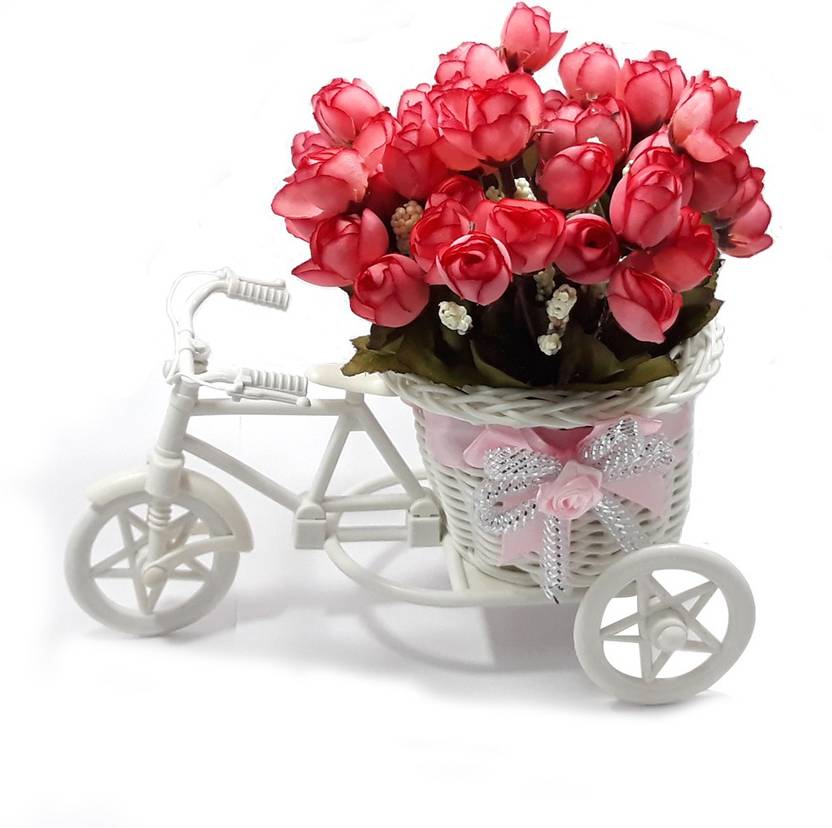 Lof Beautiful Flower Basket With Greeting Card For Girlfriend And