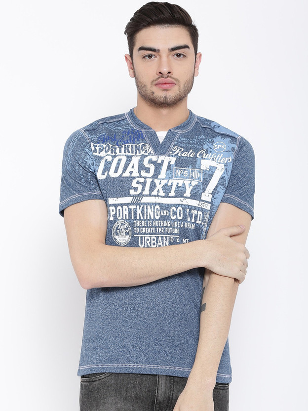 SPORTKING Printed Men Round Neck Blue T 