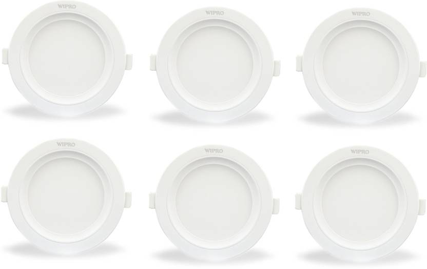 WIPRO wave 6w round yellow led ceiling panel pack of06 Recessed