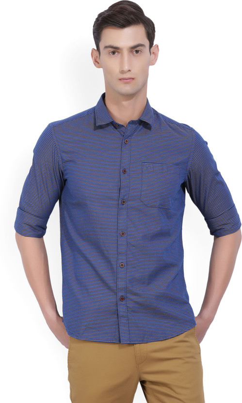 Scullers Men Striped Casual Blue, Beige 