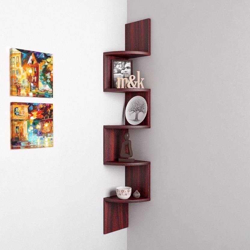 Driftingwood Corner Zigzag Mounted Floating 5 Rack Shelves Shelf High Quality Wooden Home Decor Wall