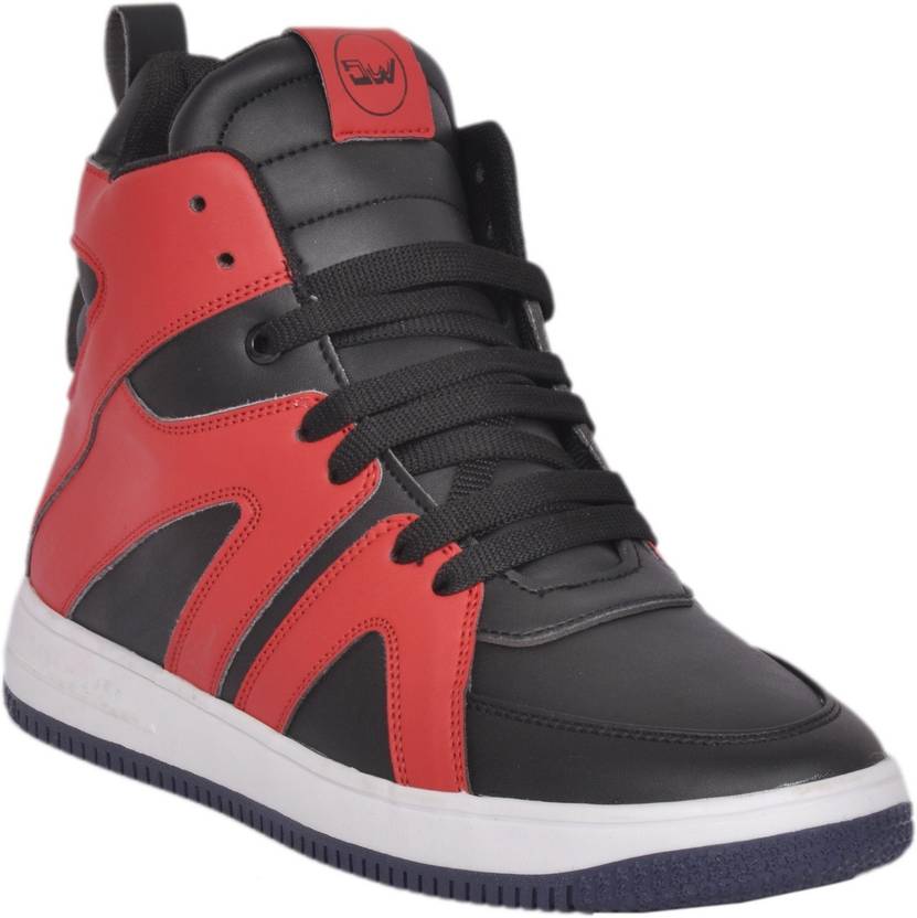 West Code Westcode Mens Boots Synthetic Leather High Top Casual Sneaker Shoes R 097 Black Red 6 Basketball For Men