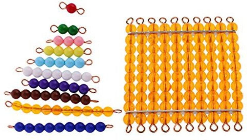 Montessori 1-10 Beads Bars Kids Decimal System Learning Maths Toy Xmas Gift