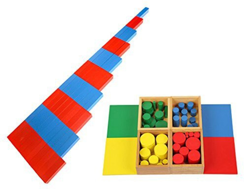 HOT GIFT Beechwood MINI Cylinder Blocks Family Set Montessori Sensorial