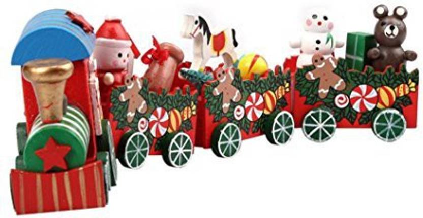 Leegor 4 Pieces Lovely Wood Christmas Xmas Train Birthday