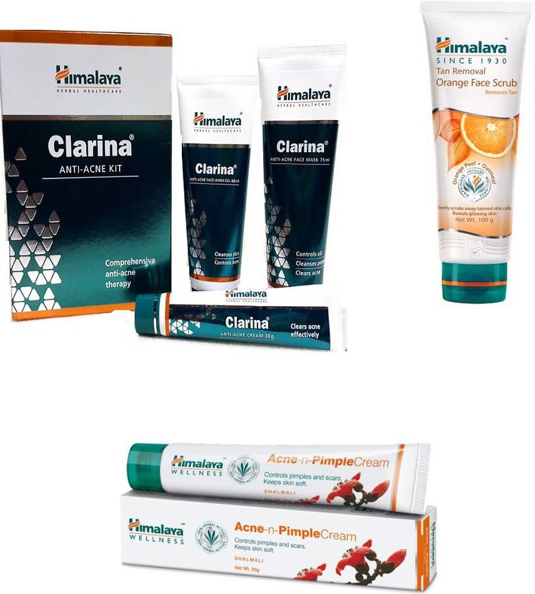 Himalaya Herbals Clarina Anti Acne Kit, Tan Removal Orange Face Scrub