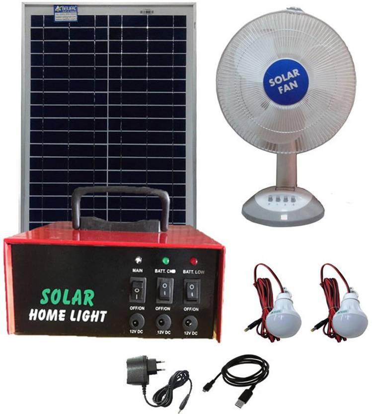 Belifal Solar Home Lighting System With 12v Dc Led Bulb 2pcs Belifal Solar Home Lighting System With 12v Dc Led Bulb 2pcs Table Fan