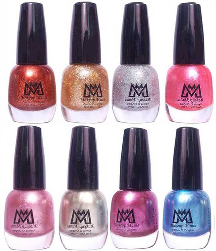 Makeup Mania Premium Nail Polish Combo Of 8 Unique Glitter Makeup Mania Premium Nail Polish Combo Of 8 Unique Glitter Paint Mm 11 43 Golden Brown Pearl Shimmery Silver Purple Metallic Blue