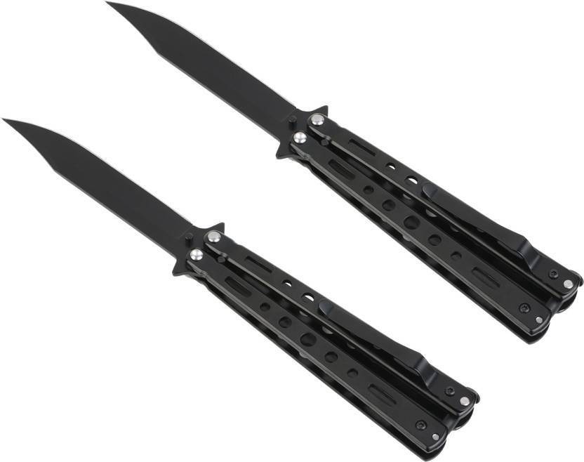 Enerzy Butterfly Knife Black Pocket Foldable Knives Folding