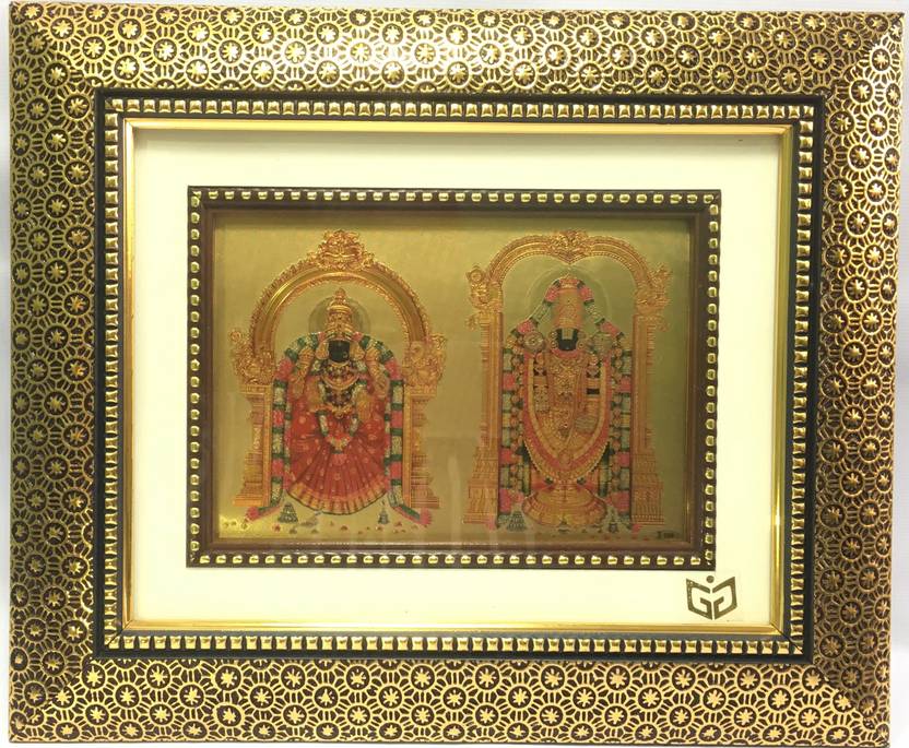 Gem Gold India 24kt Gold Plated Photo Frame of Lord Venkateswara with