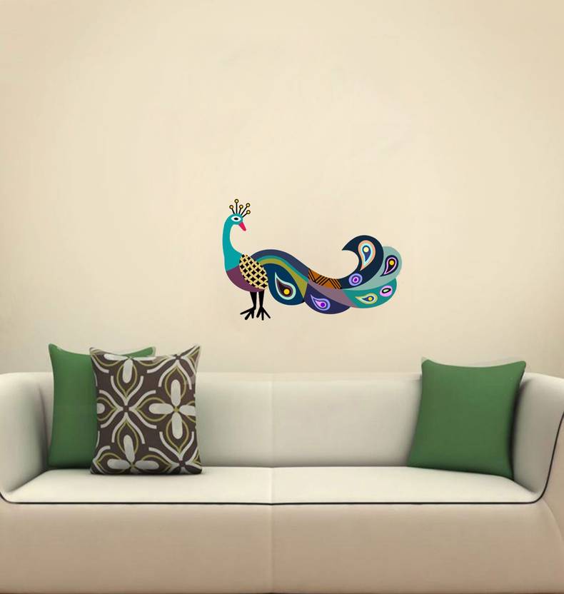 Fantaboy Graphically Printed Peacock Wall Decal / Sticker Price in
