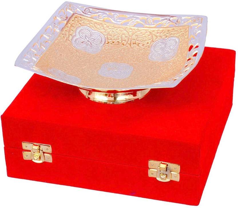 Deva Group Of Industries Handmade Silver Gold Plated Square Shaped