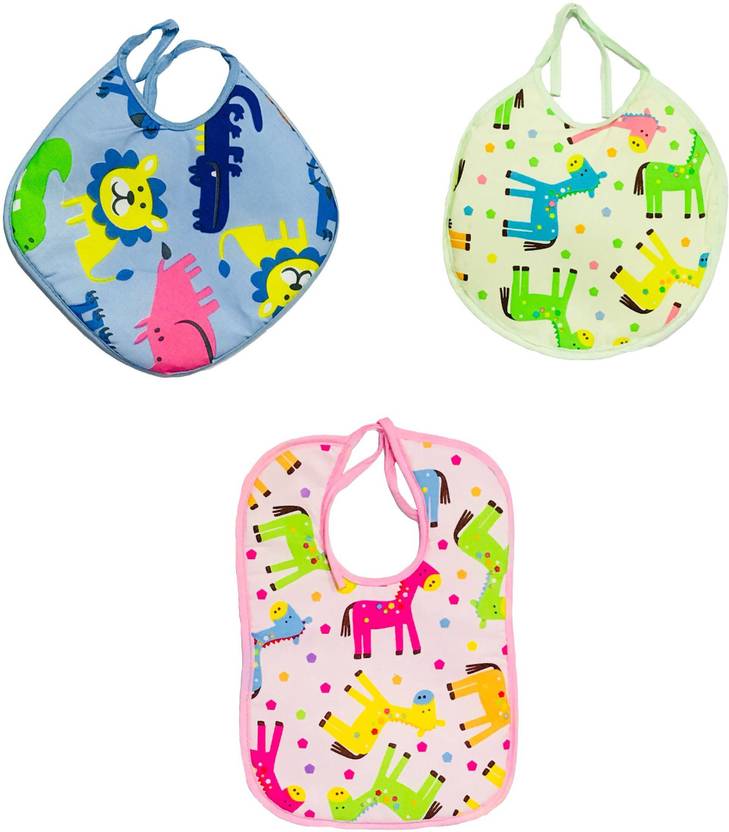 RIANZ Pack of 3 Different Shapes of Large Baby Soft Fabric Bibs