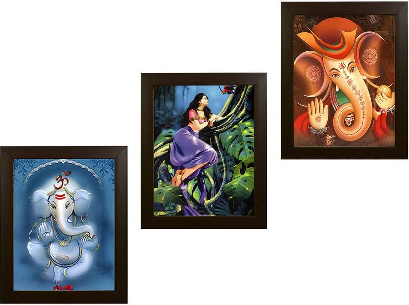 Trends On Wall Lord Ganesha Radha Digital Reprint Painting