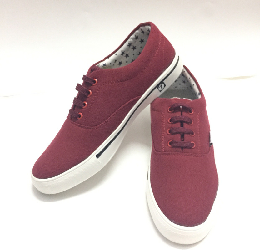 JOSHISHOES Maroon Colour Canvas Sneaker 