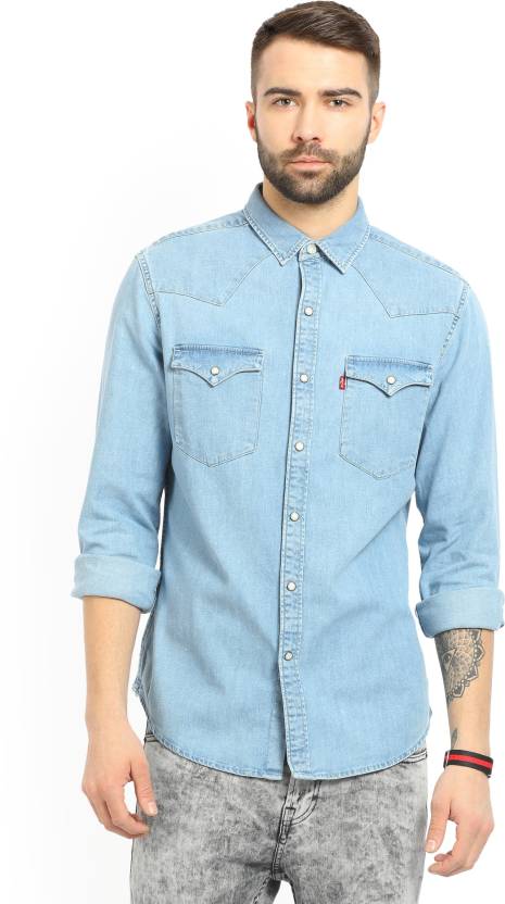 LEVI'S Men Solid Casual Light Blue Shirt - Buy Blue LEVI'S Men Solid Casual Light  Blue Shirt Online at Best Prices in India 