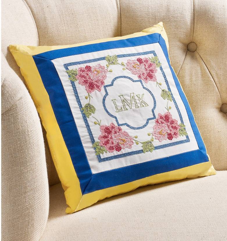 Bucilla Stamped Embroidery Monogram Pillow Kit 10 X10 Waverly