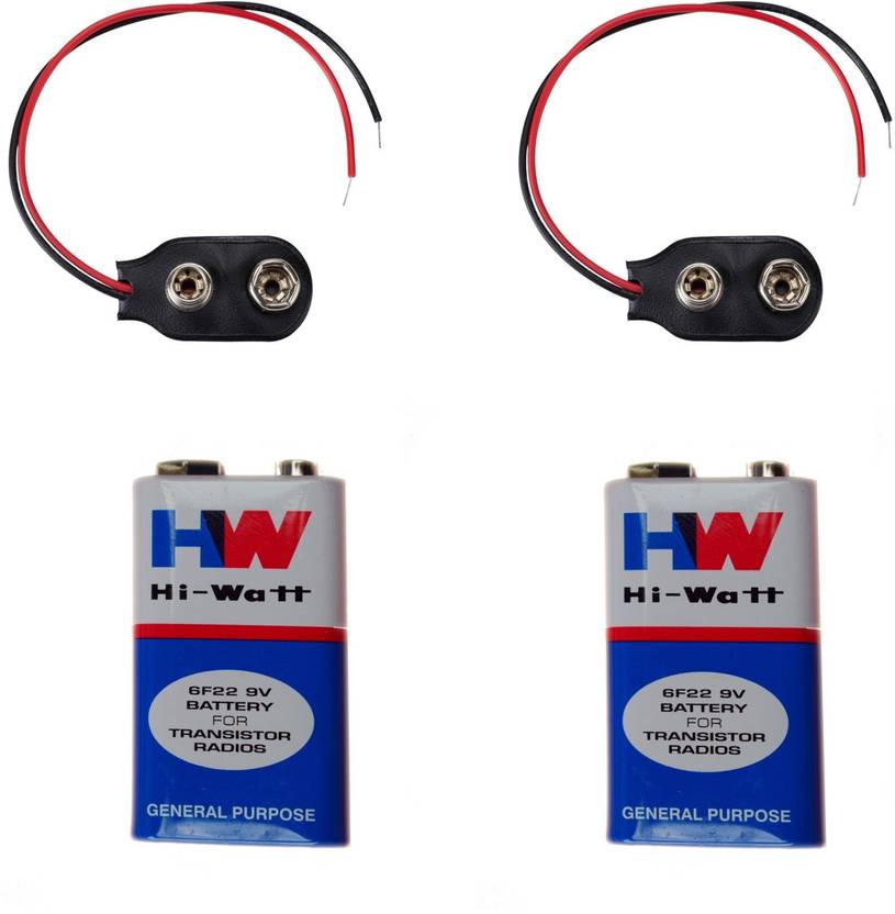 AMAKART 2 Pcs 9 VOLTS HW BATTERY with 2 Pc Connector, HIWATT 100