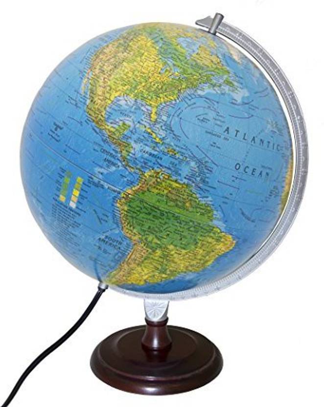 Replogle Toledo Blue Ocean Illuminated Desktop Globe With Hardwood