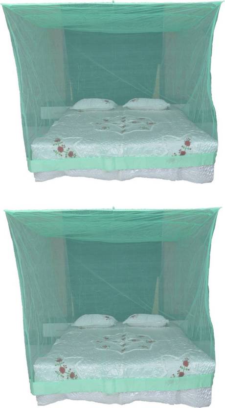 Shreejee Nylon S 2 Pcs Double Bed Lite Green Shreejee Nylon S 2 Pcs Double Bed Lite Green Color Mosquito Net 6x6 Feet