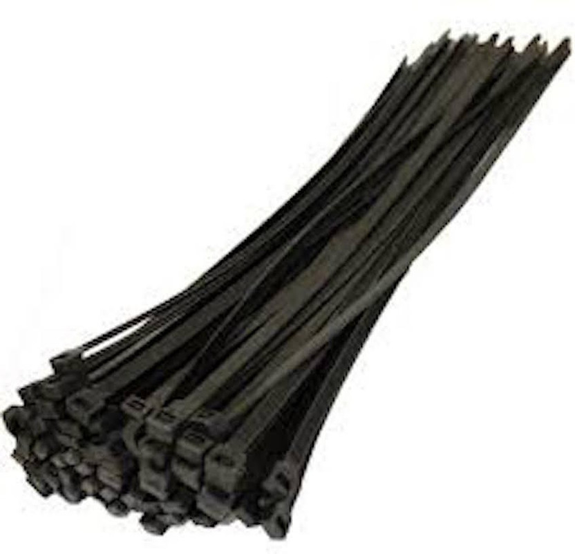 100 PK HEAVY DUTY CABLE TIES BLACK NYLON 20 CM LONG 5 MM WIDE FREE POST