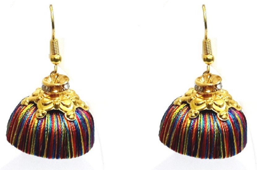 multi colour thread earrings