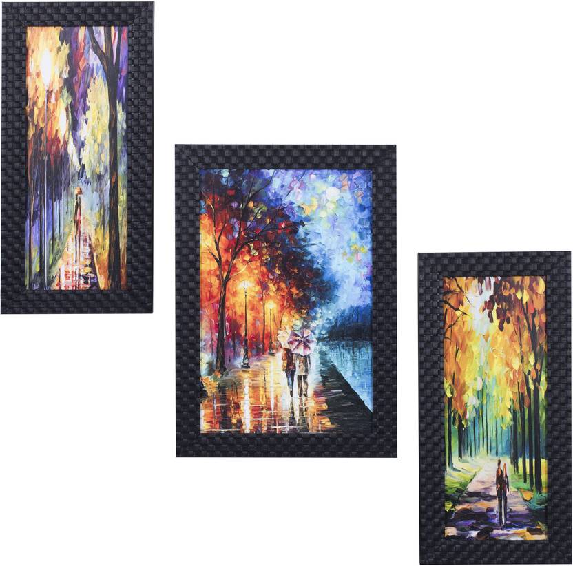 Smile2u Retailers Set Of 3 Digital Print Nature Painting Digital Reprint Painting
