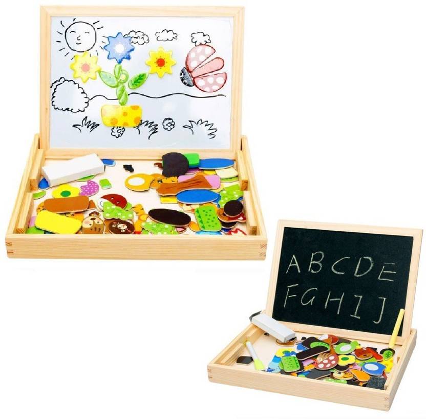 Mousepotato 3in1 Wooden Puzzle Double Sided Black Magnetic White