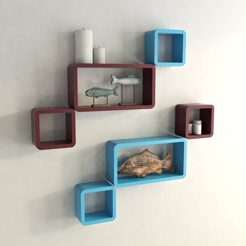 Royals Wood Six Cube Rectangle Designer Wall Rack Shelves