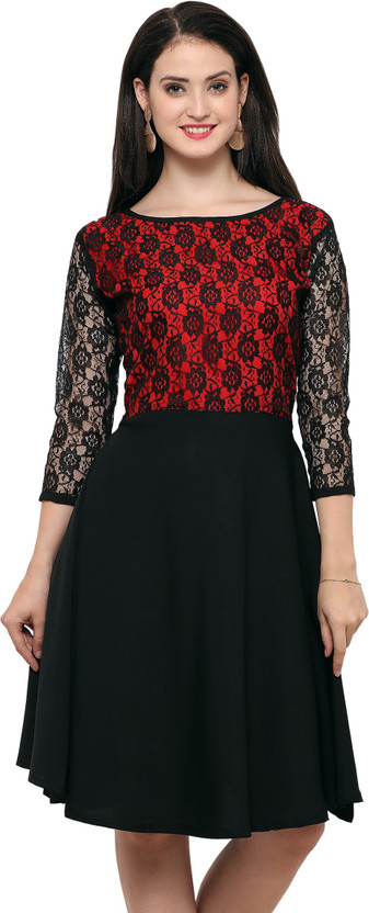 red and black one piece dress