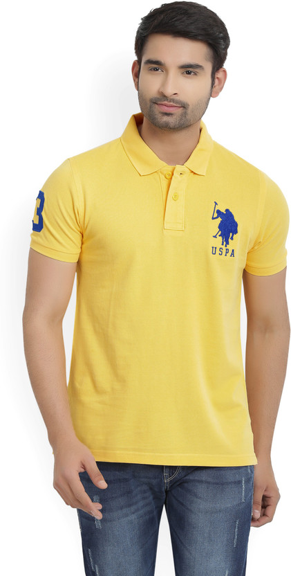POLO ASSN. Solid Men Polo Neck Yellow