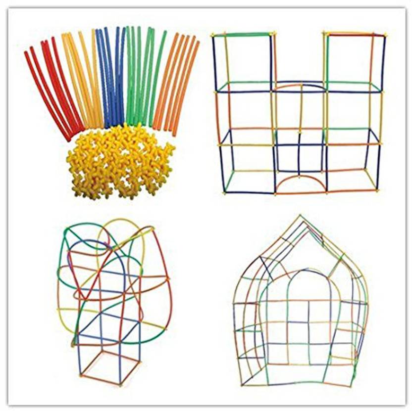 Shanaya magic building straw blocks Colourful Plastic Building straws