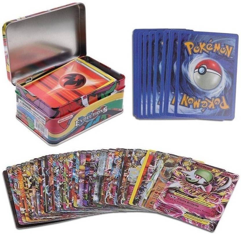 Civil Funny 42pcs Pokemon Cards Pokemon Trading Card Game Cards In Metal Box Kids Gift Multicolor