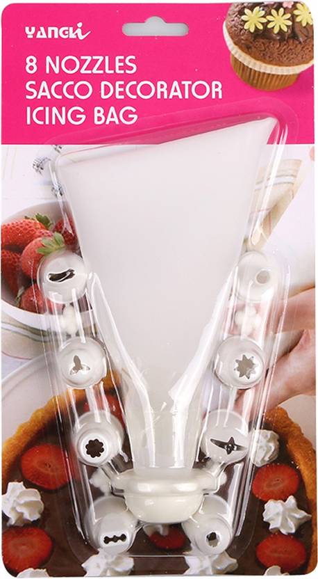 Syga 8 Pcs Nozzles Decorator Icing Bag White Sacco Syga 8 Pcs Nozzles Decorator Icing Bag White Sacco Pastry Cake