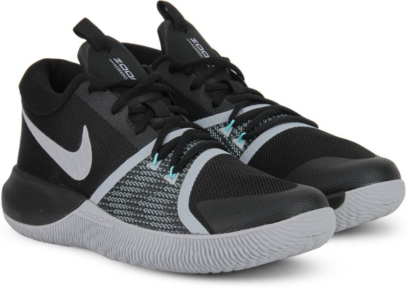 NIKE ZOOM ASSERSION Basketball Shoes For Men - Buy BLACK/WHITE-WOLF GREY-LIGHT AQUA Color NIKE ZOOM ASSERSION Basketball Shoes For Men at Best Price - Shop Online for Footwears in India