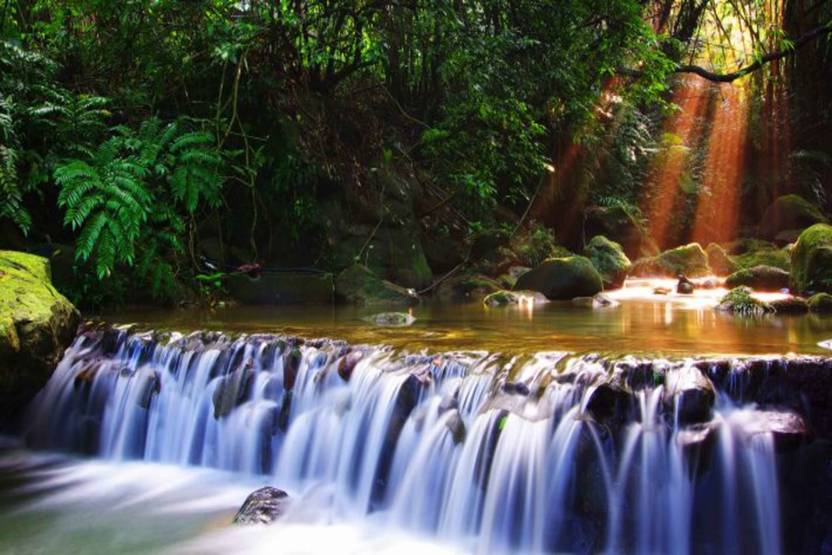 Exclusive Azohp2393 Athirappilly Falls Sun Rays Waterfall In